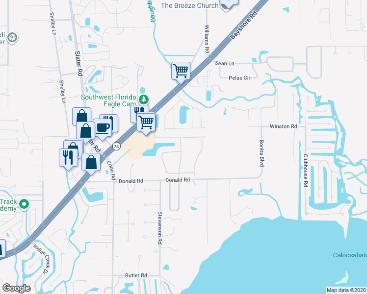 map of restaurants, bars, coffee shops, grocery stores, and more near 10807 Marlberry Way in North Fort Myers