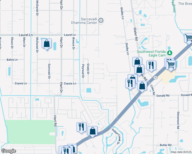 map of restaurants, bars, coffee shops, grocery stores, and more near 2511 Brownell Court in North Fort Myers