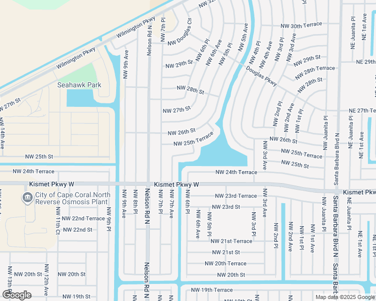 map of restaurants, bars, coffee shops, grocery stores, and more near 606 Northwest 25th Terrace in Cape Coral