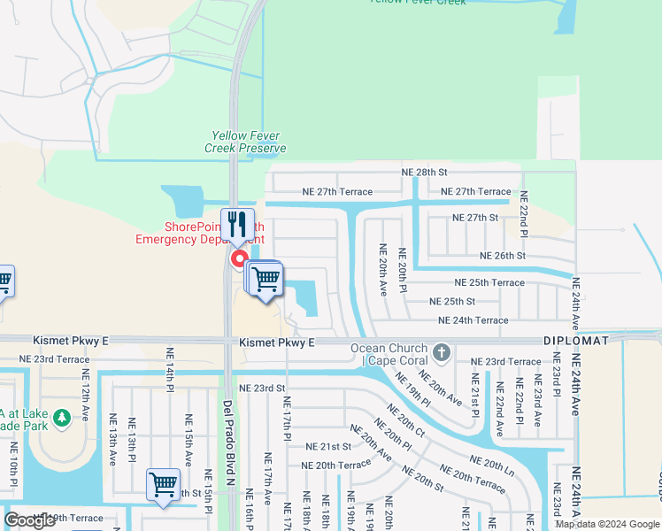 map of restaurants, bars, coffee shops, grocery stores, and more near 1818 Concordia Lake Circle in Cape Coral