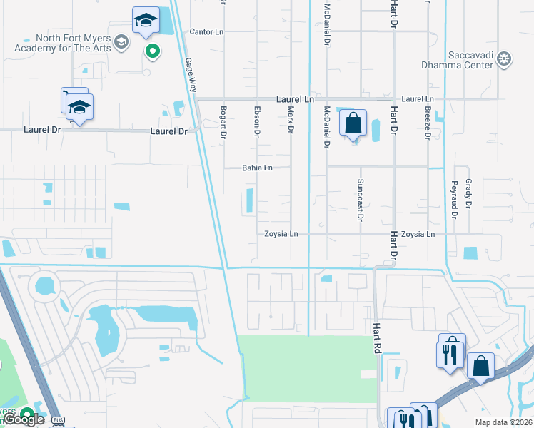 map of restaurants, bars, coffee shops, grocery stores, and more near 7610 Marx Drive in North Fort Myers