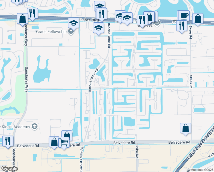 map of restaurants, bars, coffee shops, grocery stores, and more near 1477 Lake Crystal Drive in West Palm Beach