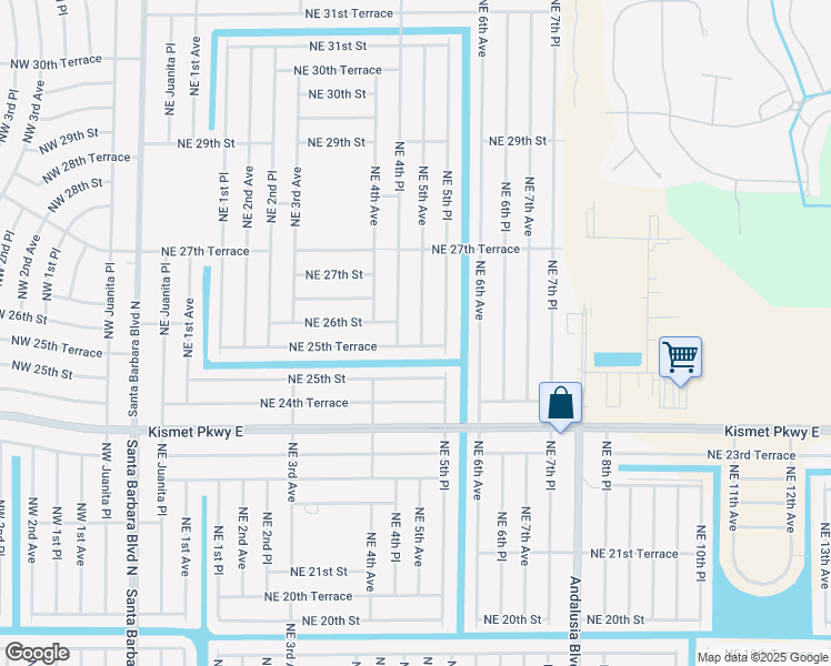map of restaurants, bars, coffee shops, grocery stores, and more near 2528 Northeast 5th Avenue in Cape Coral