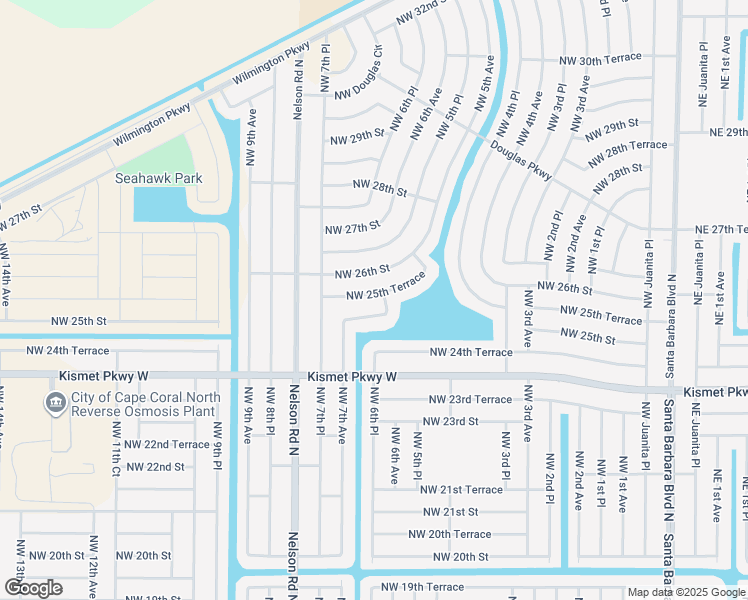 map of restaurants, bars, coffee shops, grocery stores, and more near 606 Northwest 25th Terrace in Cape Coral