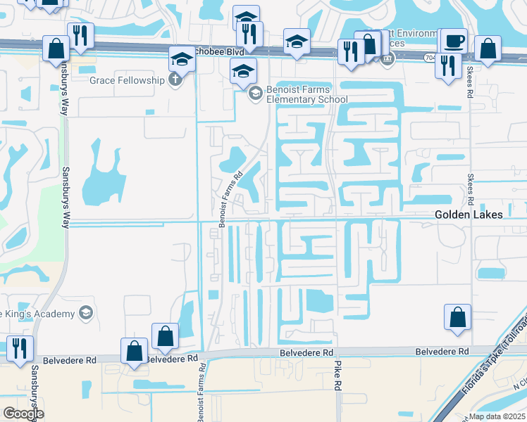 map of restaurants, bars, coffee shops, grocery stores, and more near 1485 Lake Crystal Drive in West Palm Beach