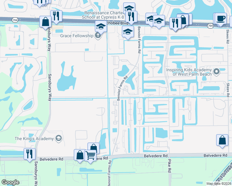 map of restaurants, bars, coffee shops, grocery stores, and more near in Palm Beach County