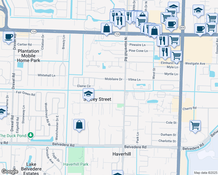 map of restaurants, bars, coffee shops, grocery stores, and more near 5142 Pine Grove Drive in West Palm Beach