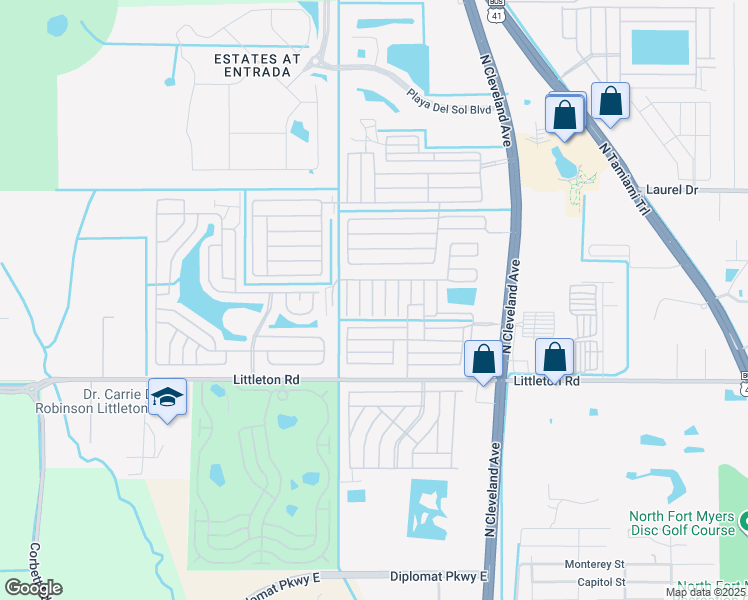 map of restaurants, bars, coffee shops, grocery stores, and more near 388 Bergen Street in North Fort Myers