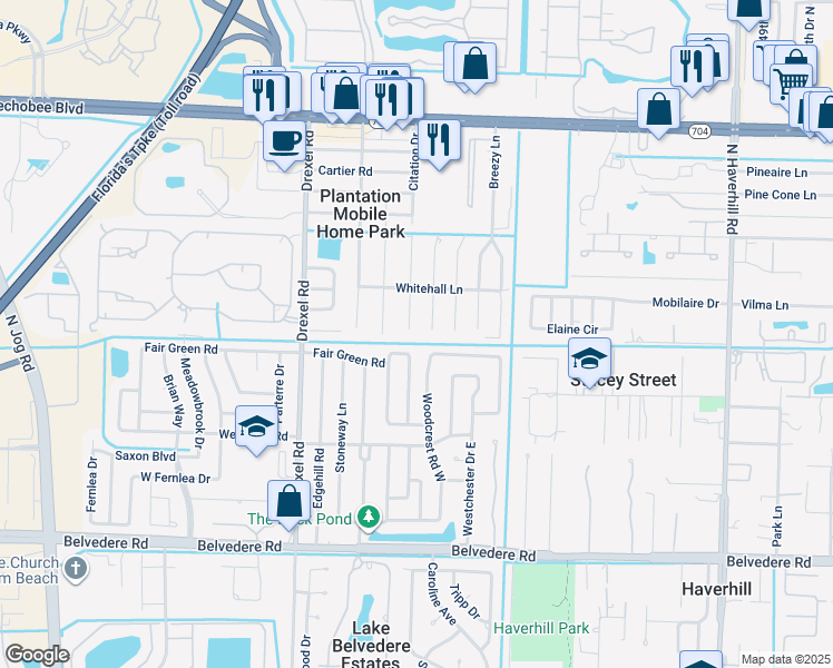 map of restaurants, bars, coffee shops, grocery stores, and more near 1524 Citation Drive in West Palm Beach