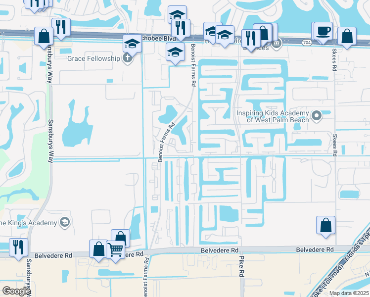 map of restaurants, bars, coffee shops, grocery stores, and more near 1485 Lake Crystal Drive in West Palm Beach