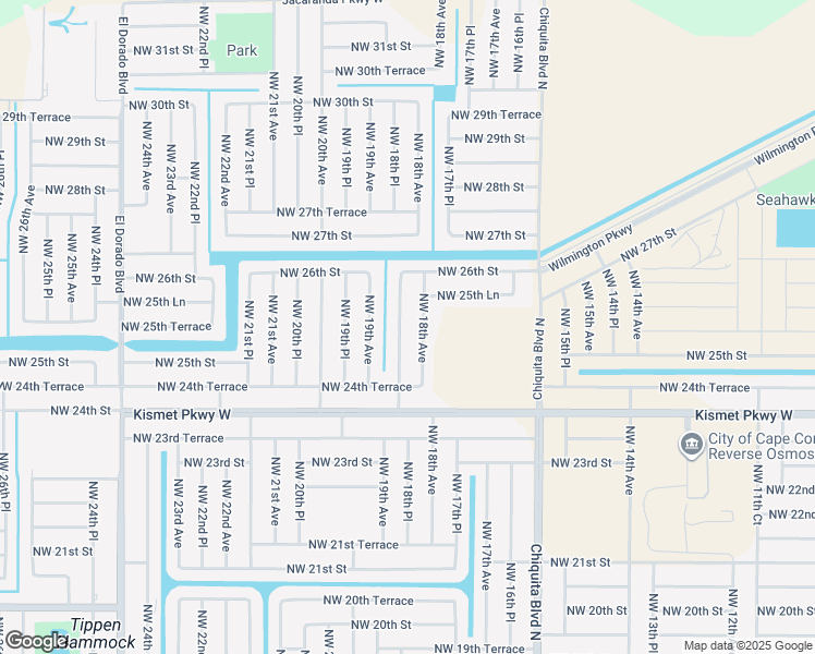 map of restaurants, bars, coffee shops, grocery stores, and more near 2523 Northwest 18th Avenue in Cape Coral