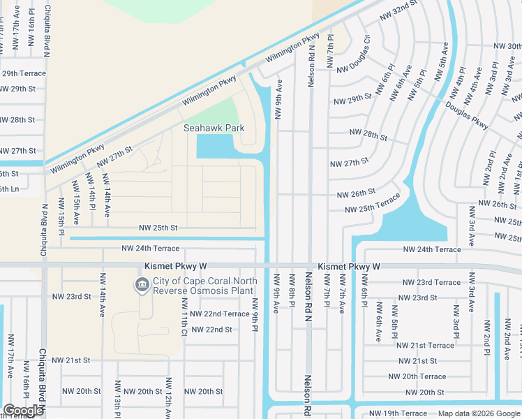 map of restaurants, bars, coffee shops, grocery stores, and more near 2525 Northwest 9th Place in Cape Coral