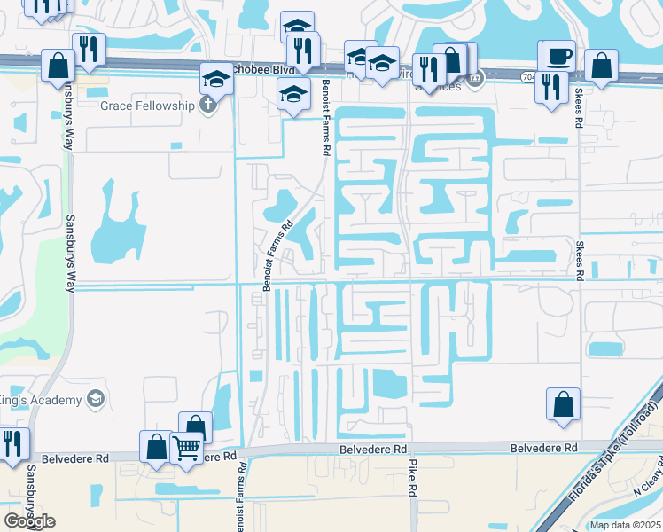 map of restaurants, bars, coffee shops, grocery stores, and more near 1482 Lake Crystal Drive in Royal Palm Beach