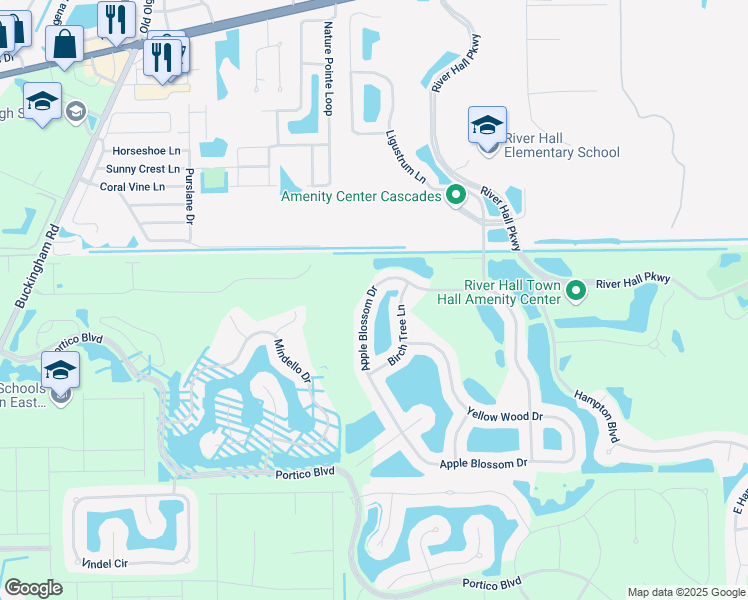 map of restaurants, bars, coffee shops, grocery stores, and more near 3098 Apple Blossom Drive in Alva