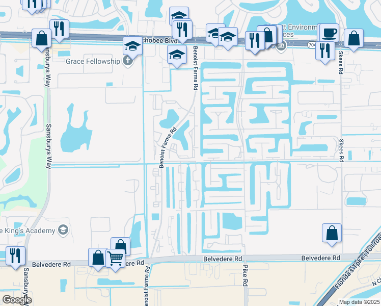 map of restaurants, bars, coffee shops, grocery stores, and more near 1485 Lake Crystal Drive in West Palm Beach
