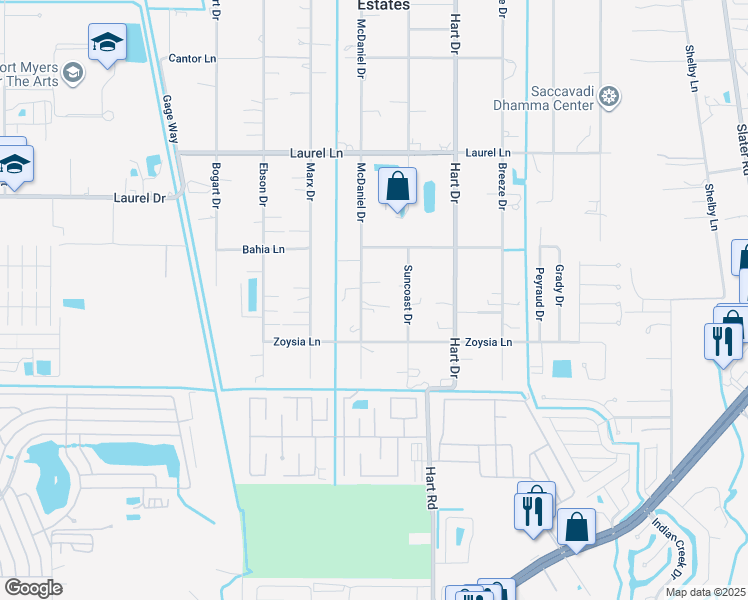 map of restaurants, bars, coffee shops, grocery stores, and more near 7603 McDaniel Drive in North Fort Myers