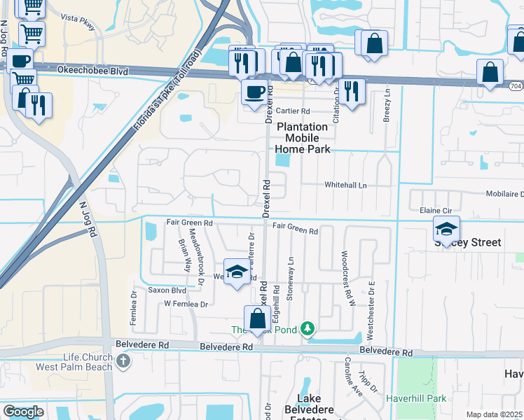 map of restaurants, bars, coffee shops, grocery stores, and more near 2 60th Trail North in West Palm Beach