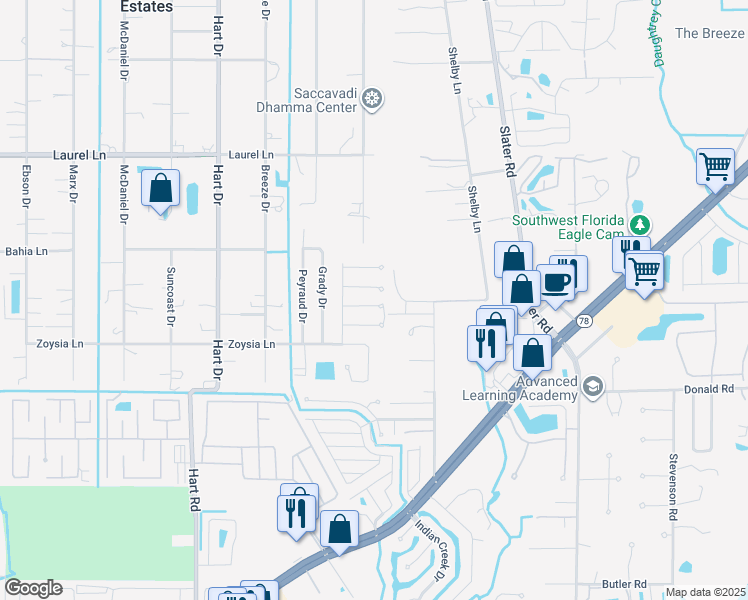 map of restaurants, bars, coffee shops, grocery stores, and more near 2511 Brownell Court in North Fort Myers