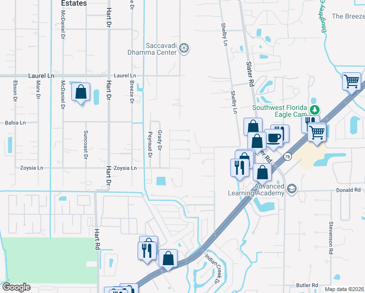 map of restaurants, bars, coffee shops, grocery stores, and more near 2511 Brownell Court in North Fort Myers