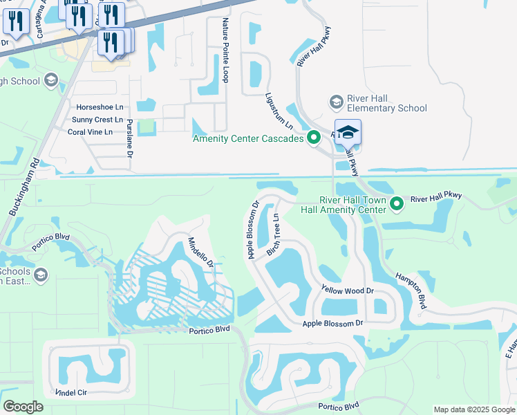 map of restaurants, bars, coffee shops, grocery stores, and more near 3098 Apple Blossom Drive in Alva