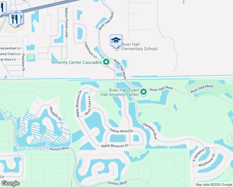 map of restaurants, bars, coffee shops, grocery stores, and more near 2992 Apple Blossom Drive in Alva