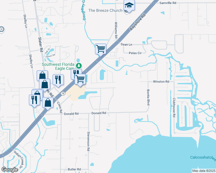 map of restaurants, bars, coffee shops, grocery stores, and more near 6794 Wolf Run Lane in North Fort Myers