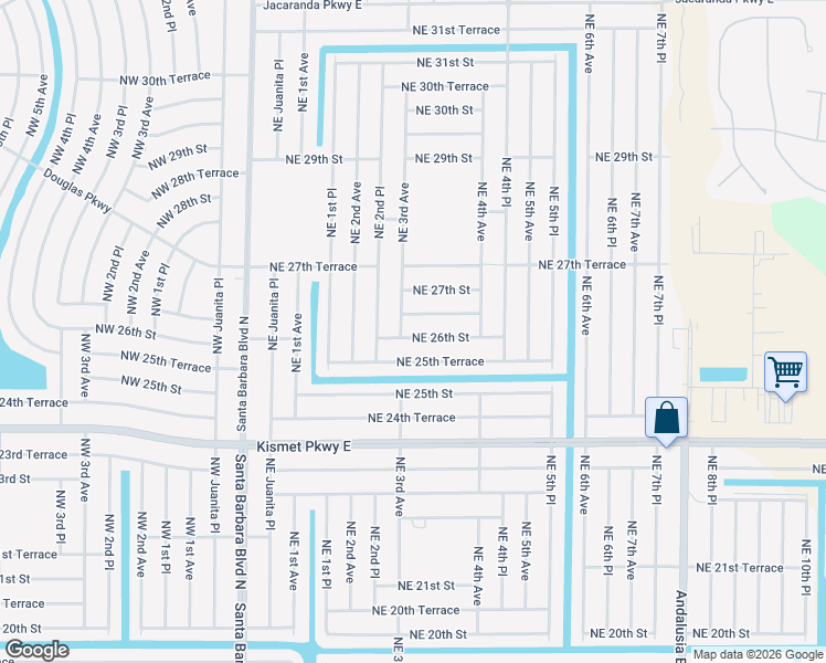 map of restaurants, bars, coffee shops, grocery stores, and more near 309 Northeast 26th Street in Cape Coral