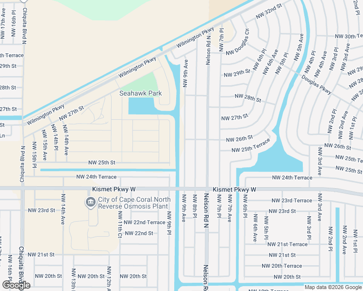map of restaurants, bars, coffee shops, grocery stores, and more near 2525 Northwest 9th Place in Cape Coral