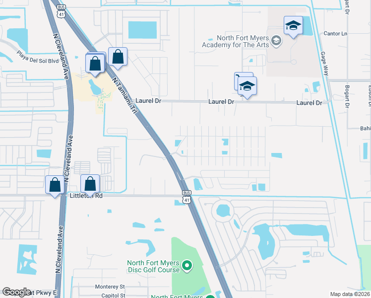 map of restaurants, bars, coffee shops, grocery stores, and more near 892 Homestead Drive in North Fort Myers