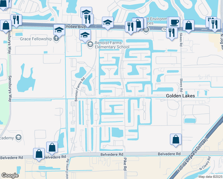 map of restaurants, bars, coffee shops, grocery stores, and more near 102 Judy Lane in West Palm Beach