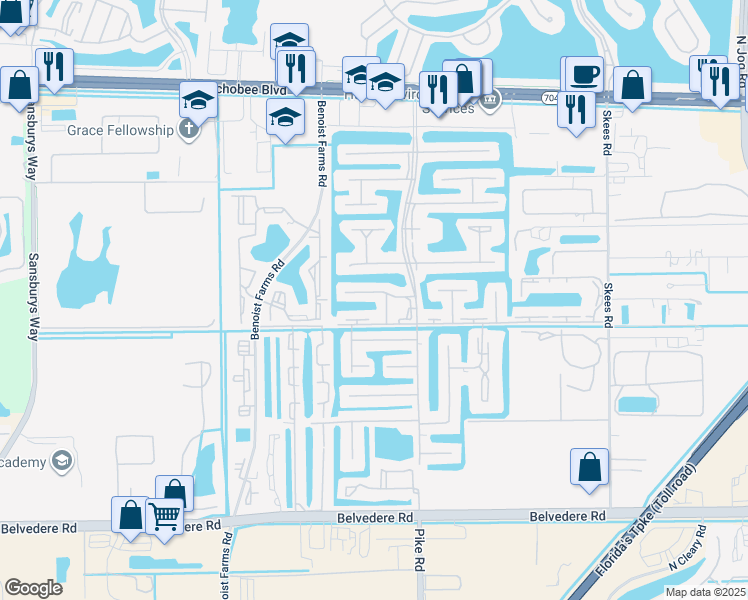 map of restaurants, bars, coffee shops, grocery stores, and more near 102 Judy Lane in West Palm Beach