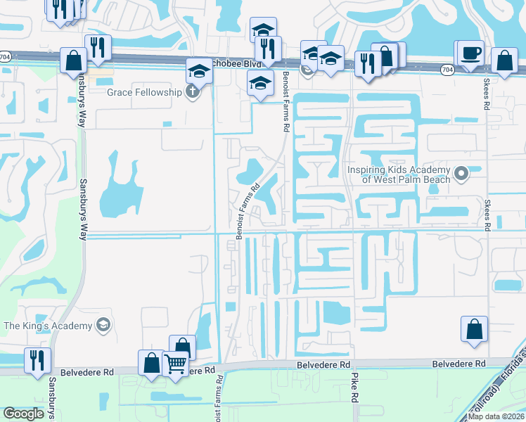 map of restaurants, bars, coffee shops, grocery stores, and more near 1440 Lake Crystal Drive in West Palm Beach