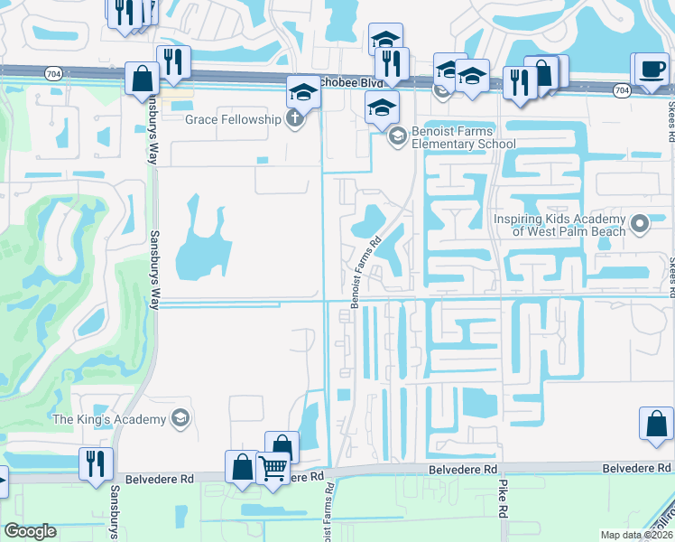 map of restaurants, bars, coffee shops, grocery stores, and more near 1441 Windorah Way in West Palm Beach