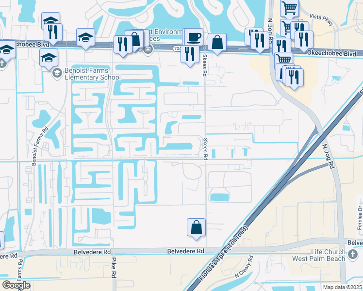 map of restaurants, bars, coffee shops, grocery stores, and more near 142 Lake Constance Drive in West Palm Beach