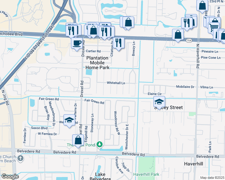 map of restaurants, bars, coffee shops, grocery stores, and more near 1524 Citation Drive in West Palm Beach