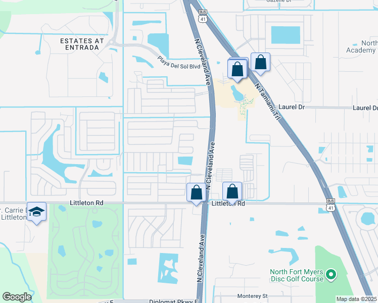 map of restaurants, bars, coffee shops, grocery stores, and more near 285 South Amers Street in North Fort Myers