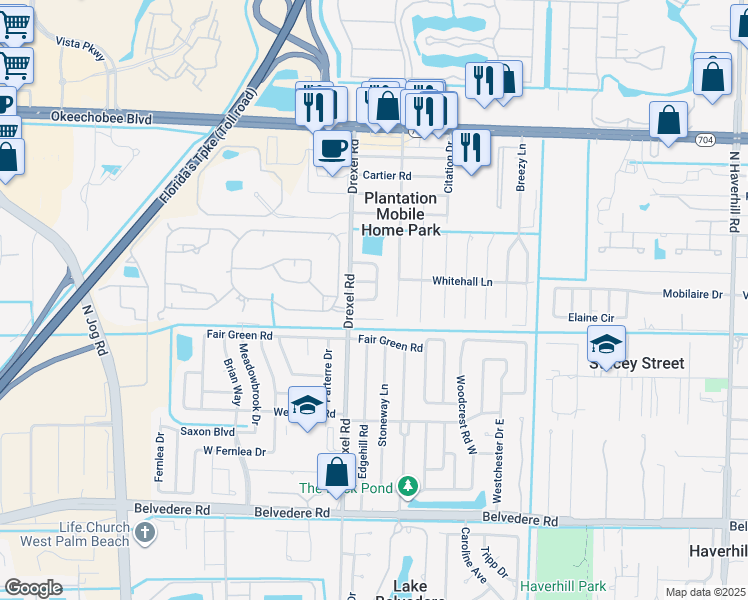 map of restaurants, bars, coffee shops, grocery stores, and more near 1610 Velvet Place South in West Palm Beach
