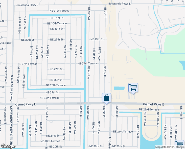 map of restaurants, bars, coffee shops, grocery stores, and more near 2624 Northeast 6th Place in Cape Coral