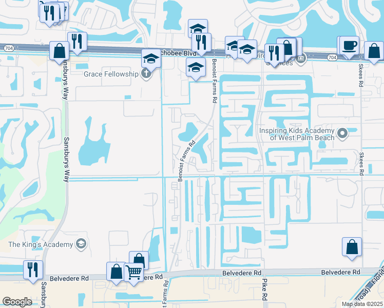 map of restaurants, bars, coffee shops, grocery stores, and more near 1453 Lake Crystal Drive in West Palm Beach
