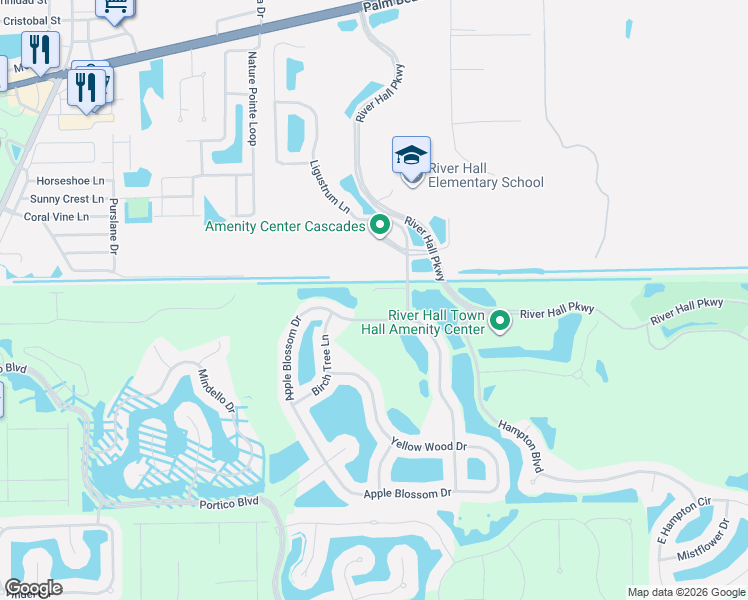 map of restaurants, bars, coffee shops, grocery stores, and more near 3035 Apple Blossom Drive in Alva