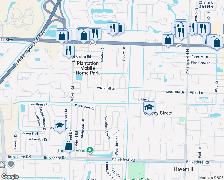 map of restaurants, bars, coffee shops, grocery stores, and more near 1603 Magnolia Lane in West Palm Beach