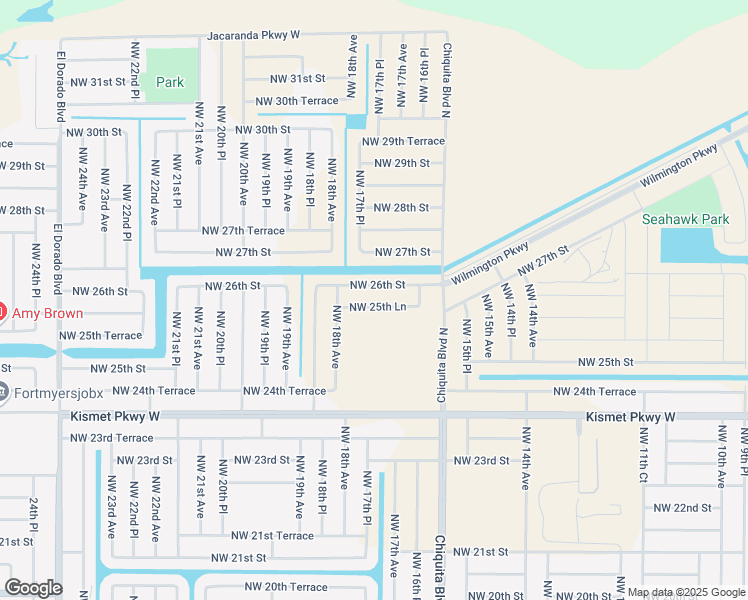 map of restaurants, bars, coffee shops, grocery stores, and more near 1719 Northwest 25th Lane in Cape Coral