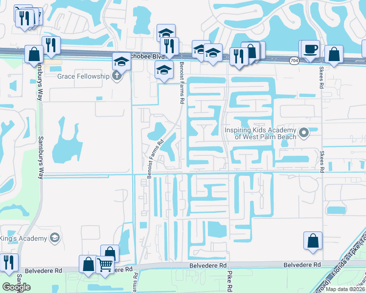 map of restaurants, bars, coffee shops, grocery stores, and more near 1523 Lake Crystal Drive in West Palm Beach
