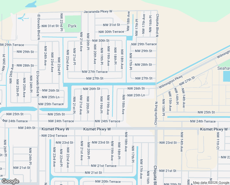 map of restaurants, bars, coffee shops, grocery stores, and more near 2548 Northwest 18th Place in Cape Coral