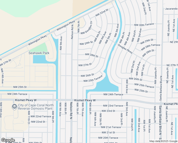 map of restaurants, bars, coffee shops, grocery stores, and more near 604 Northwest 26th Terrace in Cape Coral