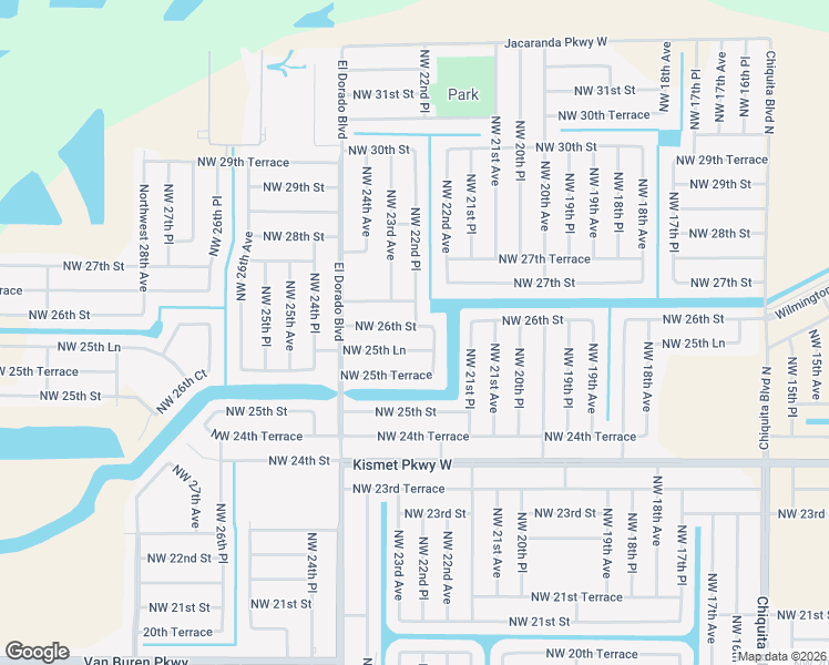 map of restaurants, bars, coffee shops, grocery stores, and more near 2214 Northwest 26th Street in Cape Coral