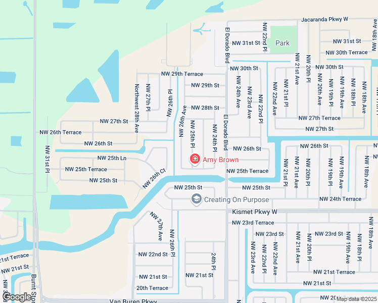 map of restaurants, bars, coffee shops, grocery stores, and more near 2546 Northwest 25th Place in Cape Coral