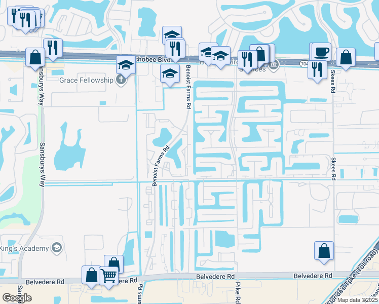 map of restaurants, bars, coffee shops, grocery stores, and more near 1523 Lake Crystal Drive in West Palm Beach