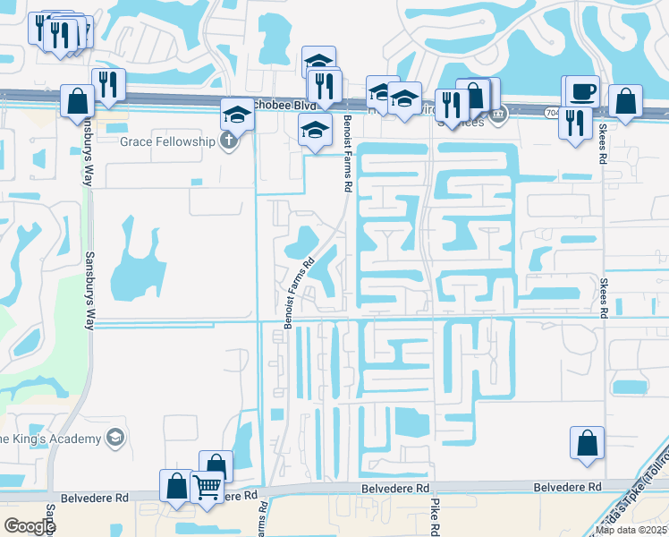 map of restaurants, bars, coffee shops, grocery stores, and more near 1523 Lake Crystal Drive in West Palm Beach