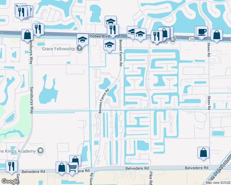 map of restaurants, bars, coffee shops, grocery stores, and more near 1442 Lake Crystal Drive in West Palm Beach